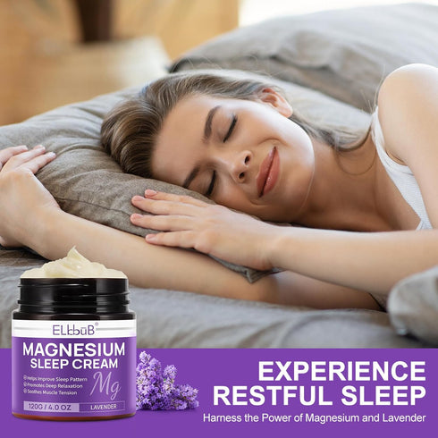 Magnesium Cream for Sleep - Enriched with Almond Oil, Lavender, and Vitamin E for Deep Relaxation - Natural Magnesium