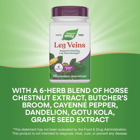 Nature's Way 6-Herb 120 (Packaging Leg Veins, Supports Healthy Leg Vein Strength*, Blend, With Horse Chestnut Extract