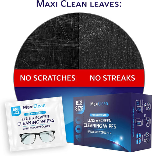 Glasses Wipes Lens Cleaner, 400 Pre-Moistened Individually Wrapped Wipes for Eyeglasses, Electronics, Camera Lens