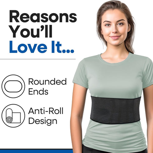 Rib Brace Chest Binder - Chest Compression Support for Rib Muscle Injuries, XXL - Black - 52 Inch