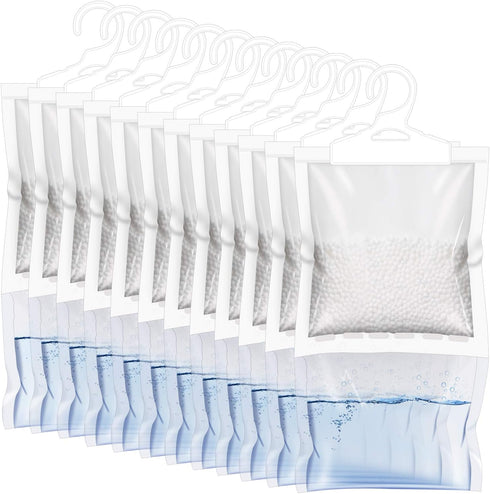 ZSZMFH 12 Pack Moisture Absorber Hanging Bags, Fragrance Free Humidity Packs for Closet Dehumidifier