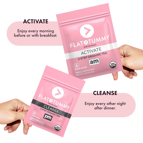 Tummy 2-step, 4 Flat Tea Week Program Detox Tea to Boost Energy & Reduce Bloating* - All Natural Detox Cleanse w/ Green