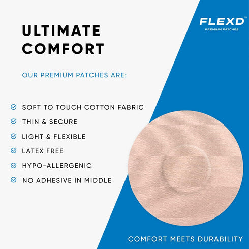 Flexd Libre 3 Sensor Covers Waterproof, Tan Round Freestyle Adhesive Patches (Pack of 30)