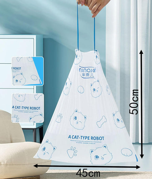 White Printing Trash Bags, 100 Counts, 4 Gallon Kitchen Small Bags with Drawstring for Bathroom, Office, Home