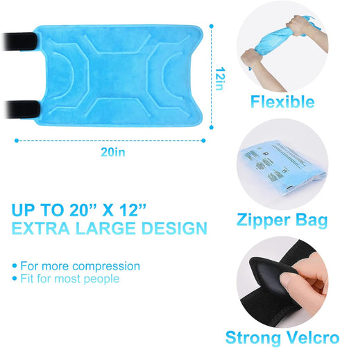 Relief Expert 20" XXXL Knee Ice Pack Wrap, Reusable Gel Ice Pack for Knee Injuries, Cold Compression Wrap After Surgery