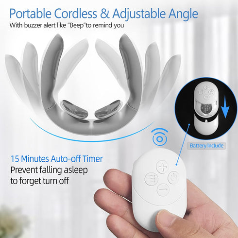 Electric Pulse Neck Massager with Heat for Pain Relief, 10 Modes, 15 Intensities, Cordless Intelligent Massager for