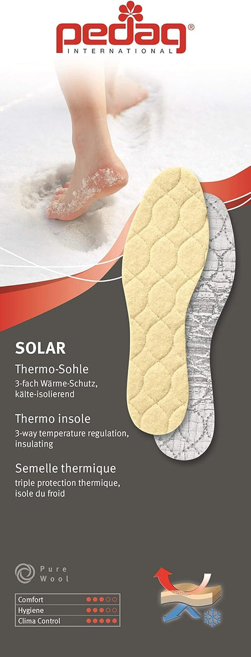 pedag Solar Insulating Insoles, Quilted Wool Top, Foam Insulating Layer, Thermic Reflective Aluminum Sole, Men US 14 /