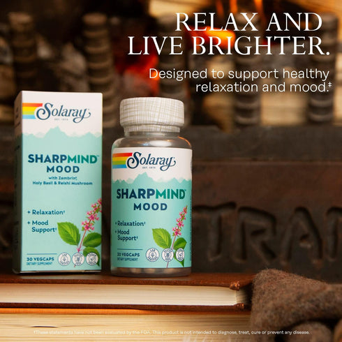SOLARAY SharpMind Mood Support Supplement, Nootropic for Relaxation and Stress Relief - 30 Servings, 30 VegCaps