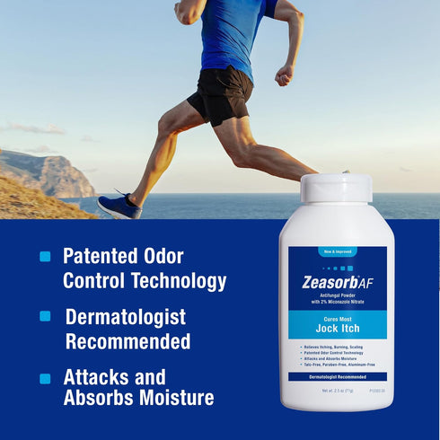Zeasorb Super Absorbent Antifungal Treatment Powder, Dermatologist Recommended for Jock Itch, 2.5 oz bottle