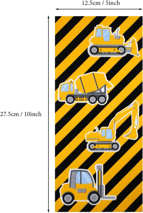 Gejoy 100 Pieces Construction Party Favor Bags, Truck Themed Candy Treat Gift Bags with Golden Twist Ties