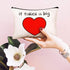 Weewooday 4 Pieces Teacher Gifts, Makeup Bags, Teacher Appreciation Gifts, Heart Pattern Cotton Pouch