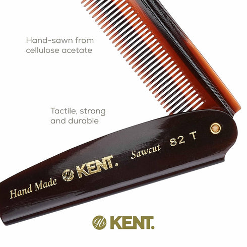 Kent 82T 4" Handmade Pocket Comb for Men, Fine Tooth Hair Straightener for Grooming, Made in England