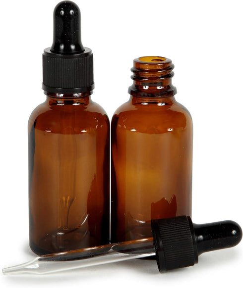 Vivaplex Amber 4 oz Glass Bottles with Glass Eye Droppers, 2 Pack