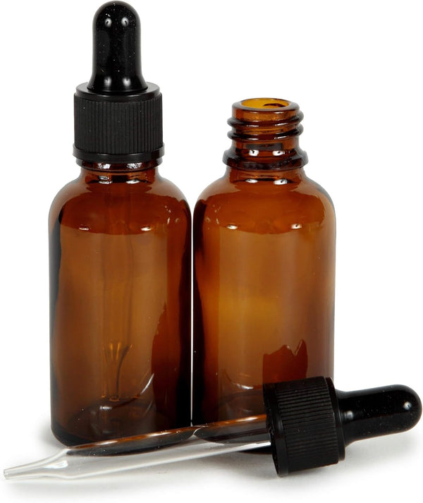Vivaplex Amber 4 oz Glass Bottles with Glass Eye Droppers, 2 Pack