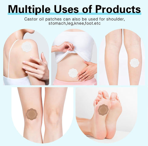JayruiMice 50 Count Pack Value Disposable Castor Oil Patches, Leak-Proof Adhesive Patches for Stomach, Joints