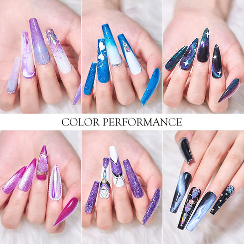 MEET ACROSS Cat Eye Gel Nail Polish Set, 6 Colors Color Changing Gel Polish Kit, 8ml Bottle Gift Box