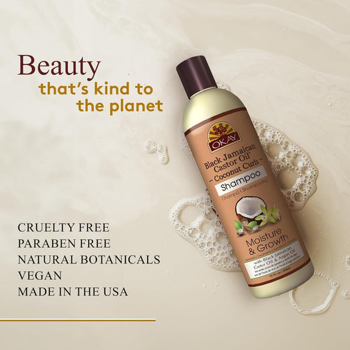 Okay Black Jamaican Castor Oil Shampoo - Natural, Moisturizing Jamaican Castor Shampoo, Strengthen & Restore Damaged