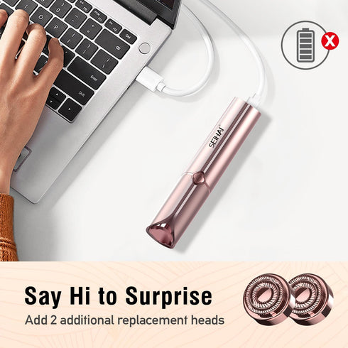SEIHAI Facial Hair Removal Device for Women, Rechargeable Hair Remover for Face, Upper Lip, Chin, Includes 2