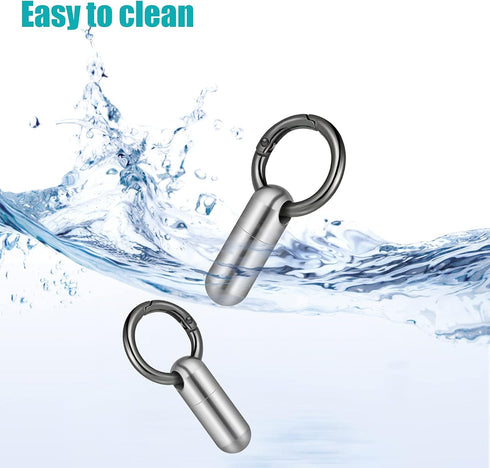 2 Pieces Waterproof Tiny Keychain Pill Holder, Portable Mini Titanium Alloy Pill Box Case for Travel Purse Pocket