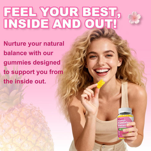 Gummies Immune 60 Count Feminine Balance for Women, Premium PH Balance Supplement with Vitamin C & D for Women's