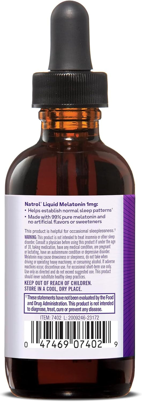 Natrol Sleep Liquid Melatonin 1mg, Berry-Flavored Liquid Sleep Aid for Adults, 2 Fl Oz, 15 Servings
