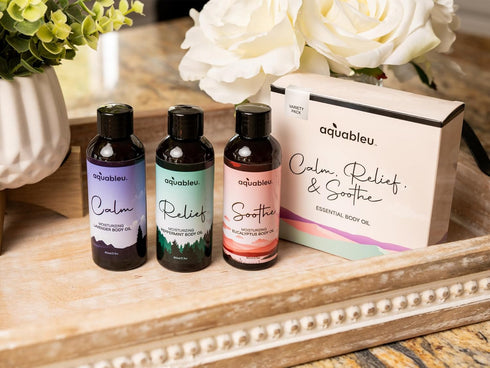 Set 80 ML Packaging Essential Massage Oil Gift - Serenity Trio Sooth, Calm, Relief Includes Lavender, Peppermint
