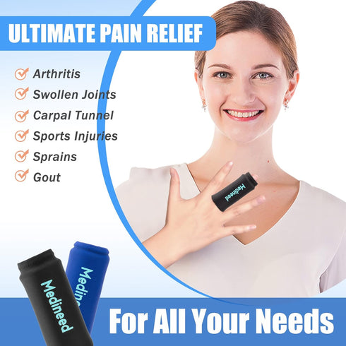 2PCS Finger and Toe Cold Gel Ice Pack, Non-Toxic Reusable Compression Sleeve for Injuries, Arthritis, Tendonitis, Gout