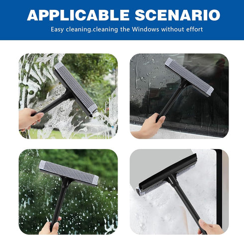 15.9" Window Squeegee for Car, 2 in 1 Window Cleaner with Long Stainless Steel Handle for Gas Station and Outdoor