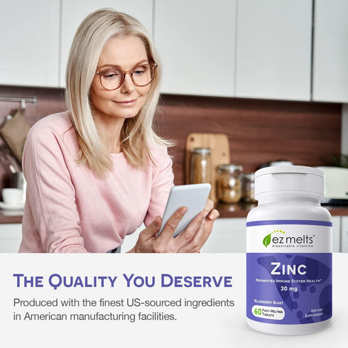 EZ Melts Dissolvable Zinc Supplement, 30 mg, Sugar-Free, 2-Month Supply