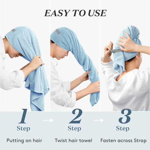 YFONG Large Towel Wrap for Women, Soft Microfiber Hair Drying Towel with Elastic Band