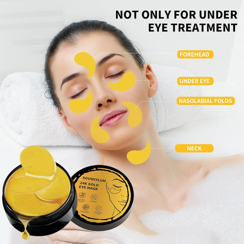 Under Eye Patches for Puffy Eyes, 70PCS 24K Gold Eye Mask for Dark Circles and Puffiness Treatment