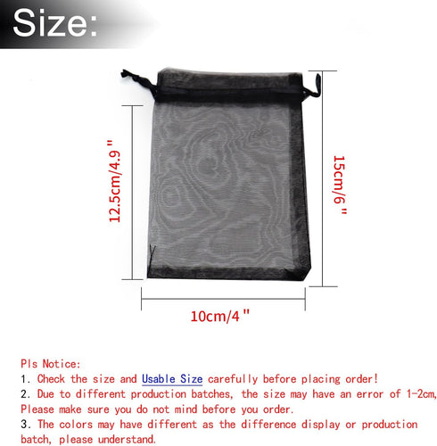 100Pcs Black Organza Bags, 4x6 Inch Sheer Drawstring Halloween Party Gift Bags for Jewelry Candy Pouches