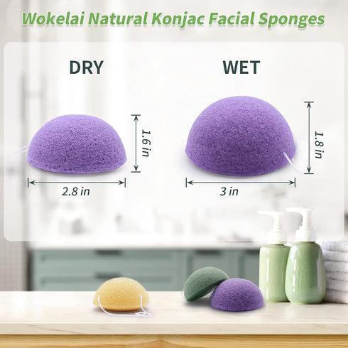 Konjac Facial Sponges for Cleansing and Exfoliating, Natural Cleaning Puff Scrubber for Face and Body