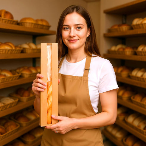 Nodaaiie 100 Pack 23.22 4.33 1.57 Inch x x Baguette Bread Bags with Clear Window, Long French Bread Bag, Paper Bakery