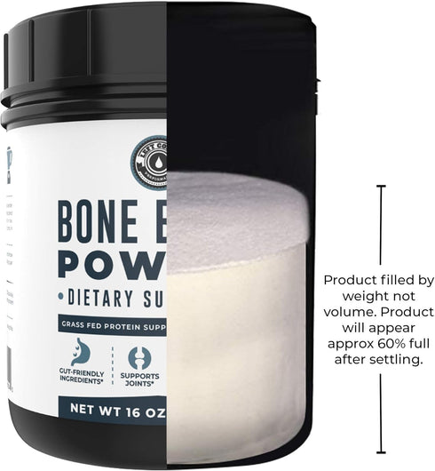 16oz Bone Broth Protein Powder from Grass Fed Beef - Unflavored, Rich in Collagen, Paleo Protein Powder