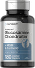 Horbaach Glucosamine Chondroitin with MSM & Turmeric, 180 Coated Caplets, Non-GMO