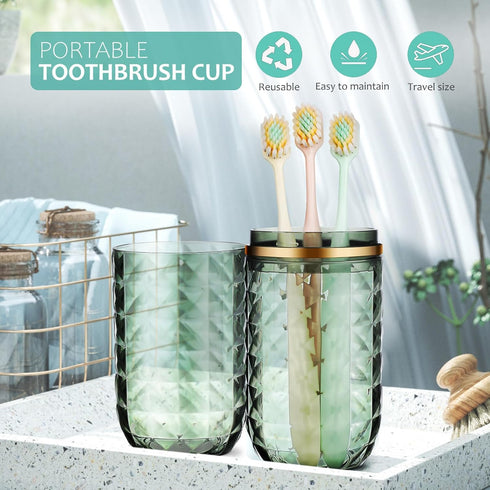 2PCS Travel Toothbrush Case, Portable Toothbrush Holder, Storage Container for Home, Bathroom, Trip, Green