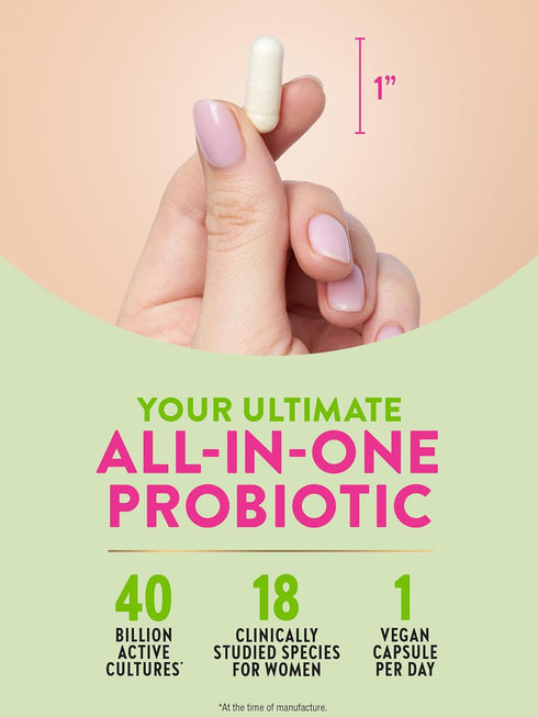 Nature's Truth Raw Flora Probiotics for Women, 40 Billion CFU, 33 Vegan Capsules with Cranberry & D-Mannose