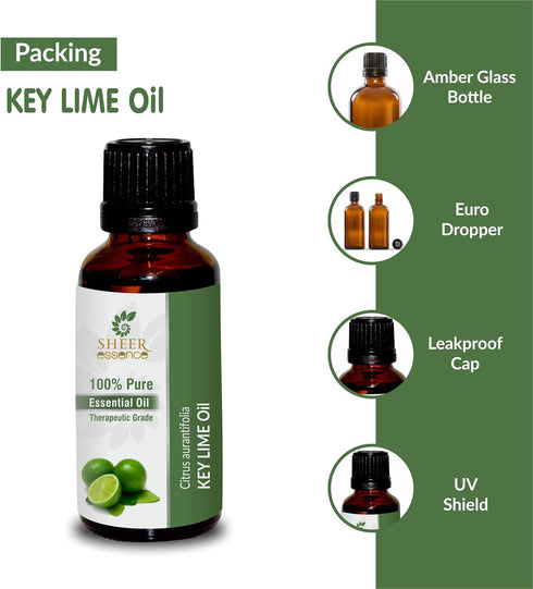 Key Lime Oil 15 ML (0.51 Fl.OZ) - 100% Pure Natural Undiluted Therapeutic Grade Citrus Aurantifolia Essential Oil