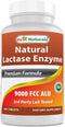 Best Naturals Lactose Intolerance Relief Tablets, Natural Lactase Enzyme, 9000 FCC ALU, 180 Count