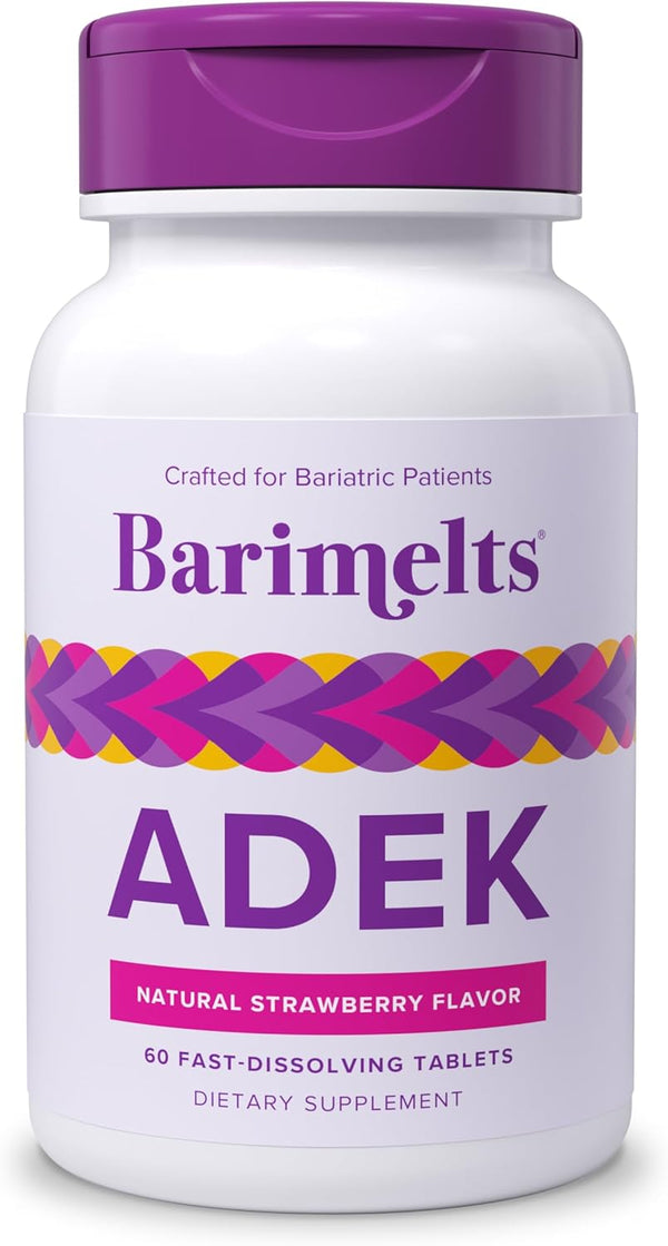 Barimelts ADEK - 60 Fast-Dissolving Tablets, Sugar-Free Bariatric Vitamins for Women, Natural Strawberry Flavor