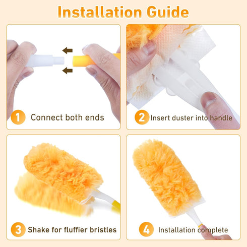 360° Duster Refills Kit for Swiffer Duster, 25 Pack & 1 Handle, Multi-Surface Dusters with 4X Microfibers