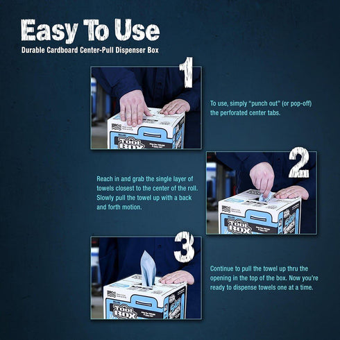 Sellars Toolbox (200 10" 12" WIPERS Blue Center-Pull Box Shop Towels Sheets Per Box), x
