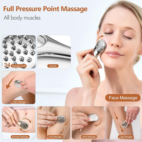 UIWOYI Lymphatic Drainage Massager & Anti Cellulite Massage Tools for Body Sculpting, Metal Gua Sha & Muscle Scraper