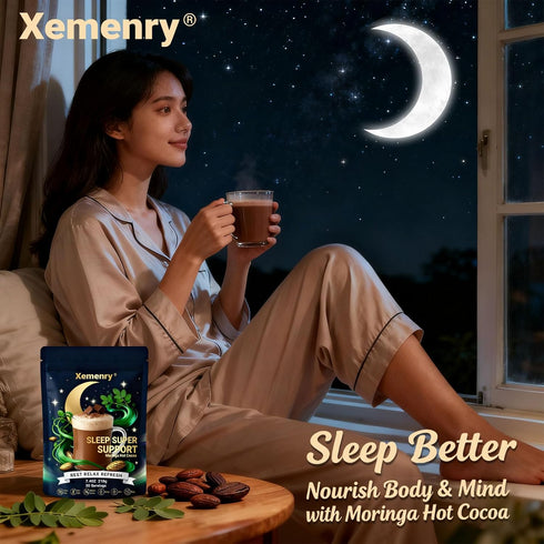 Immune 7.4 oz., 30 Moringa Hot Cocoa Sleep Aid, Pure Moringa Powder Mix with Cocoa Powder - Supports Energy, Support