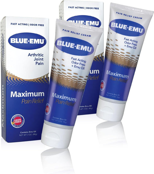 Blue Emu Arthritis Maximum Pain Relief Topical Cream for Muscles, Joints and Strains with Emu Oil, 3oz, 2 Pack