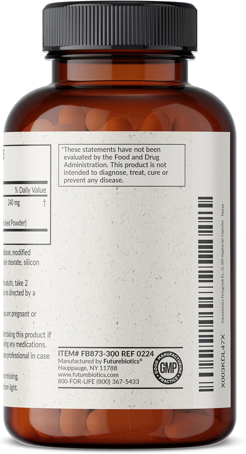 Futurebiotics Fenugreek Extra Strength 2400 MG, Non-GMO, 300 Vegetarian Capsules for Overall Good Health & Well-being