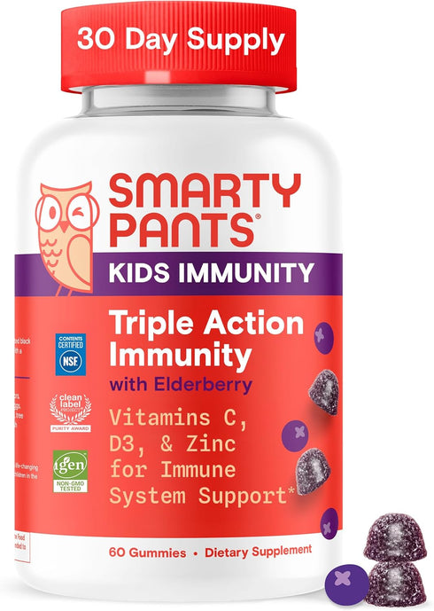 SmartyPants Kids Immunity Elderberry Gummies: Kids Immune Support Supplement, Vitamin C, Vitamin