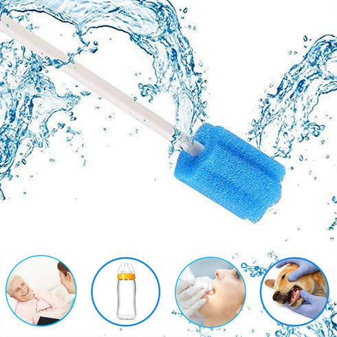Wellgler's Disposable Oral Swabs - Sterile Sponge Mouth Swabs, Individually Wrapped (50pcs, Blue)