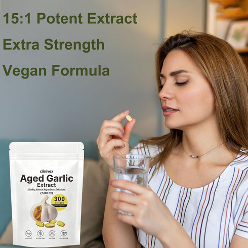 Immune 300 Aged Garlic Extract Capsules - Odorless Garlic Supplement for Heart & Support - Vegan, Non-GMO, Gluten-Free